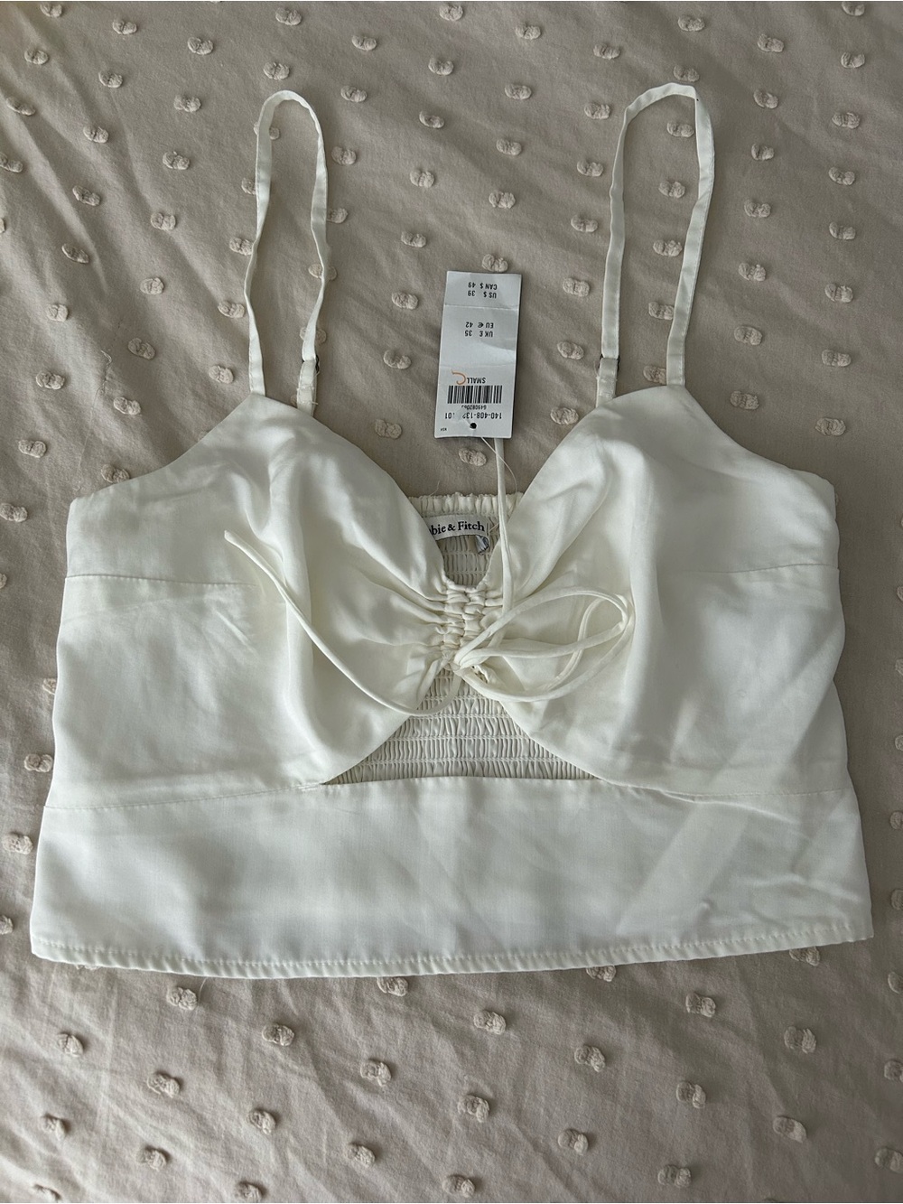 Abercrombie & Fitch White Lace-Front Cropped Cami